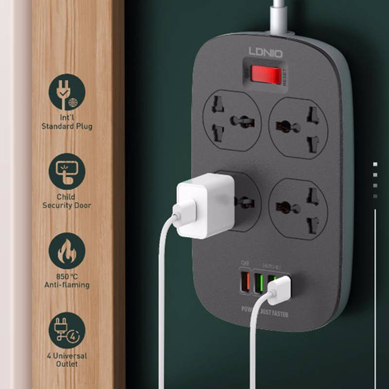 LDNIO Defender Series 4 Socket with 4 USB Port Power Strip