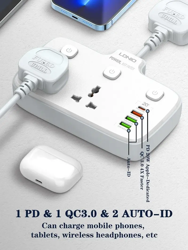 Ldnio SC2413 PD and QC3.0 2 Universal Outlets Power Socket