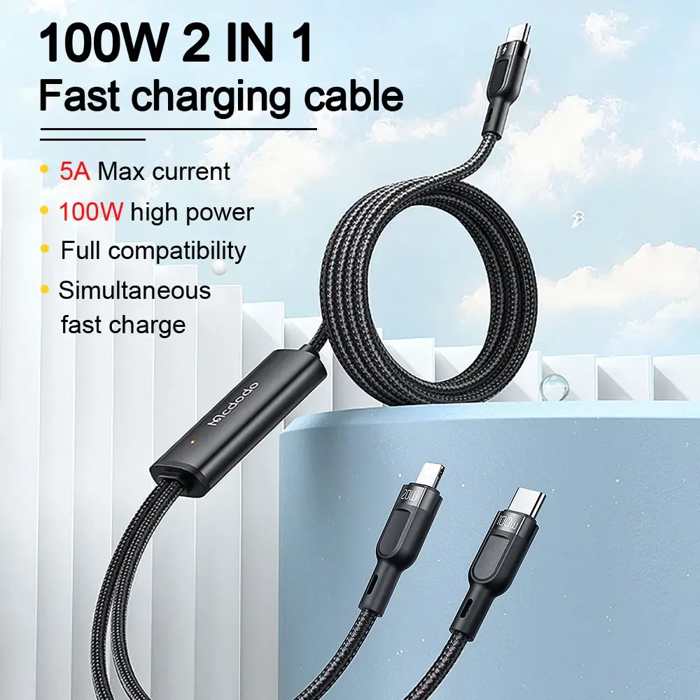 Mcdodo CA-747 2 in 1 100W PD Type C to Dual Type C Cable