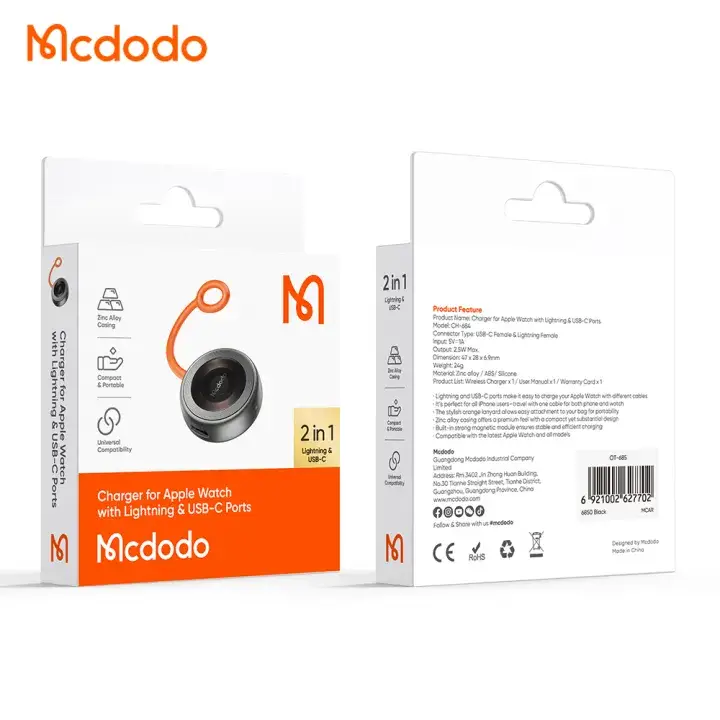 McDodo CH-684 Charger for Apple Watch with Lightning & USB-C Ports