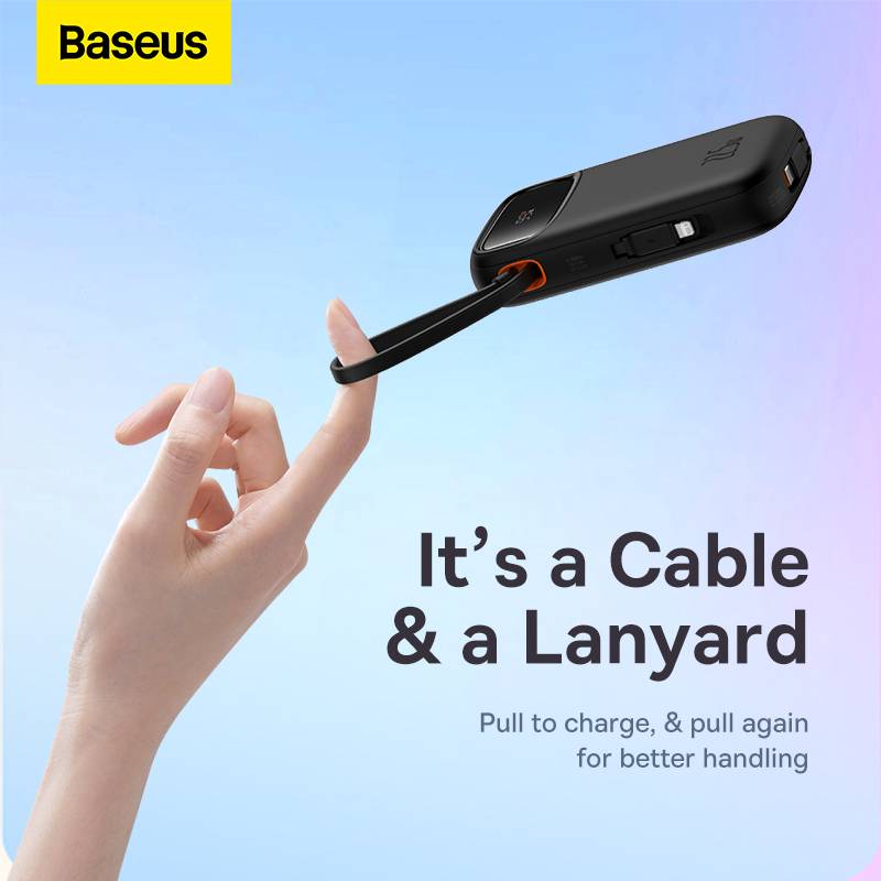 Baseus Qpow 2 Power Bank: 22.5W 20000mAh with Built-In Lightning & Type-C Cables and Digital Display