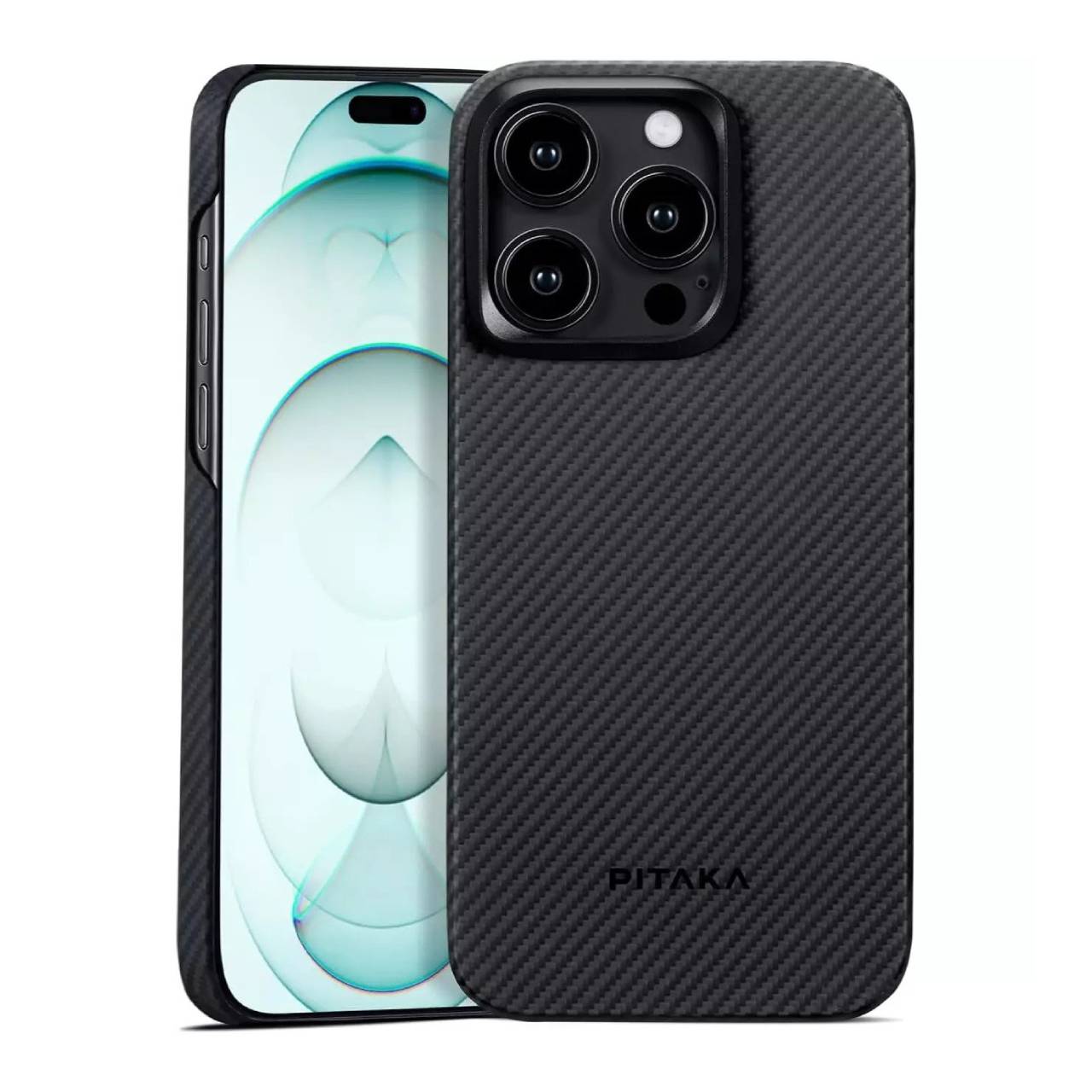 PITAKA MagEZ Case 4 for iPhone 15 Pro Max -600D Black/Grey (Twill)