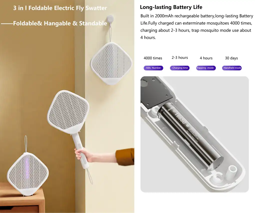 Qualitell V1 Foldable Electric Mosquito Swatter