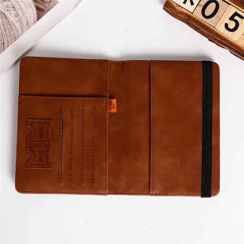 Charm RFID Vintage Multi-Function PU Leather Passport Covers Holder Wallet Case