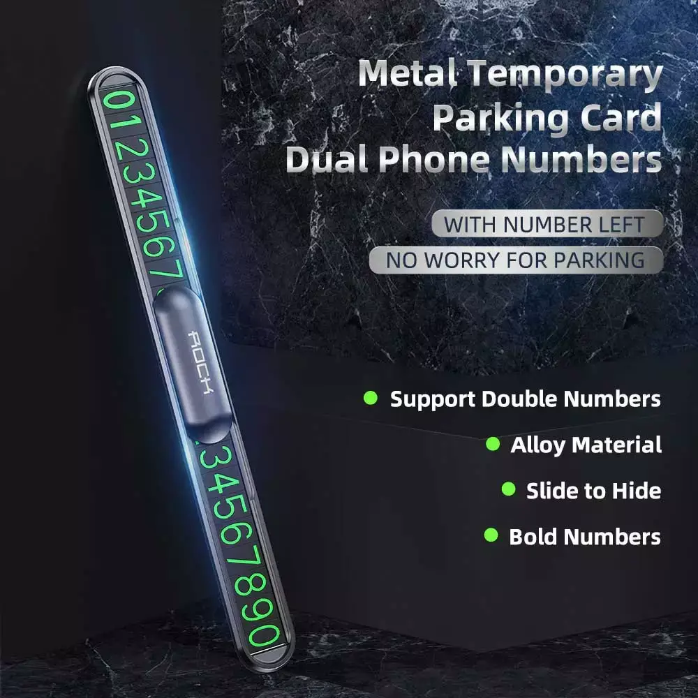 ROCK RAM0011 Metal Temporary Parking Card with Dual Phone Numbers