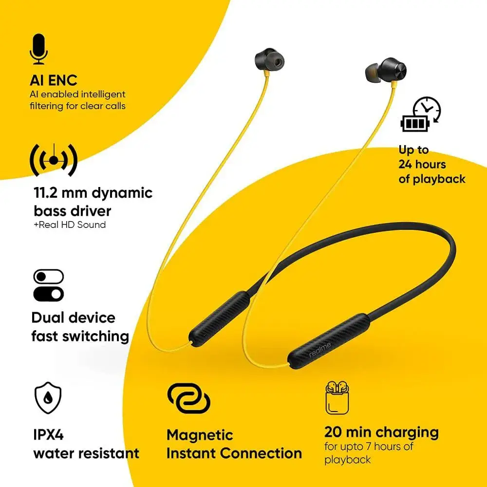 Realme Buds Wireless 2S Dual Device Switching Neckband Earphone