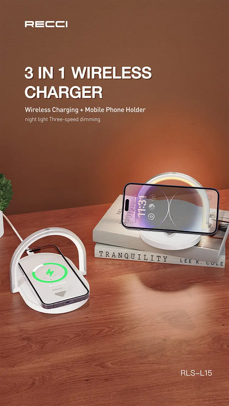 Recci RLS-L15 3-in-1 15W Wireless Charging