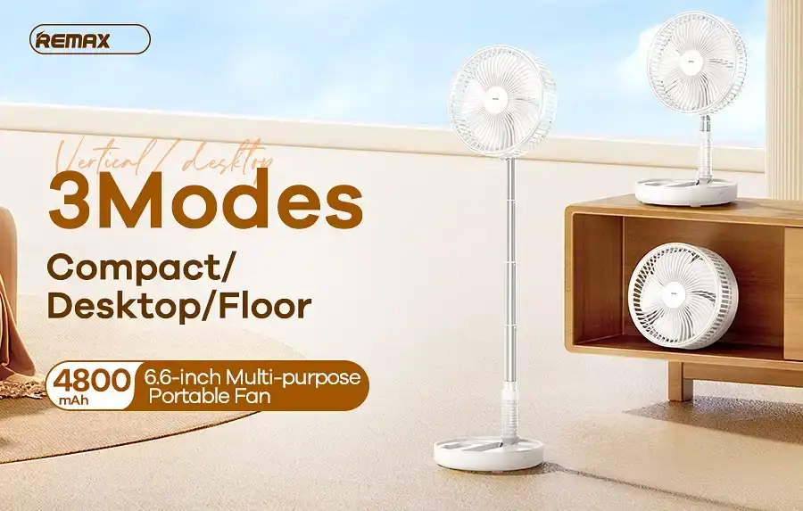 Remax F10 Portable 6.6-Inch Rechargeable Multi-Purpose Desk Fan