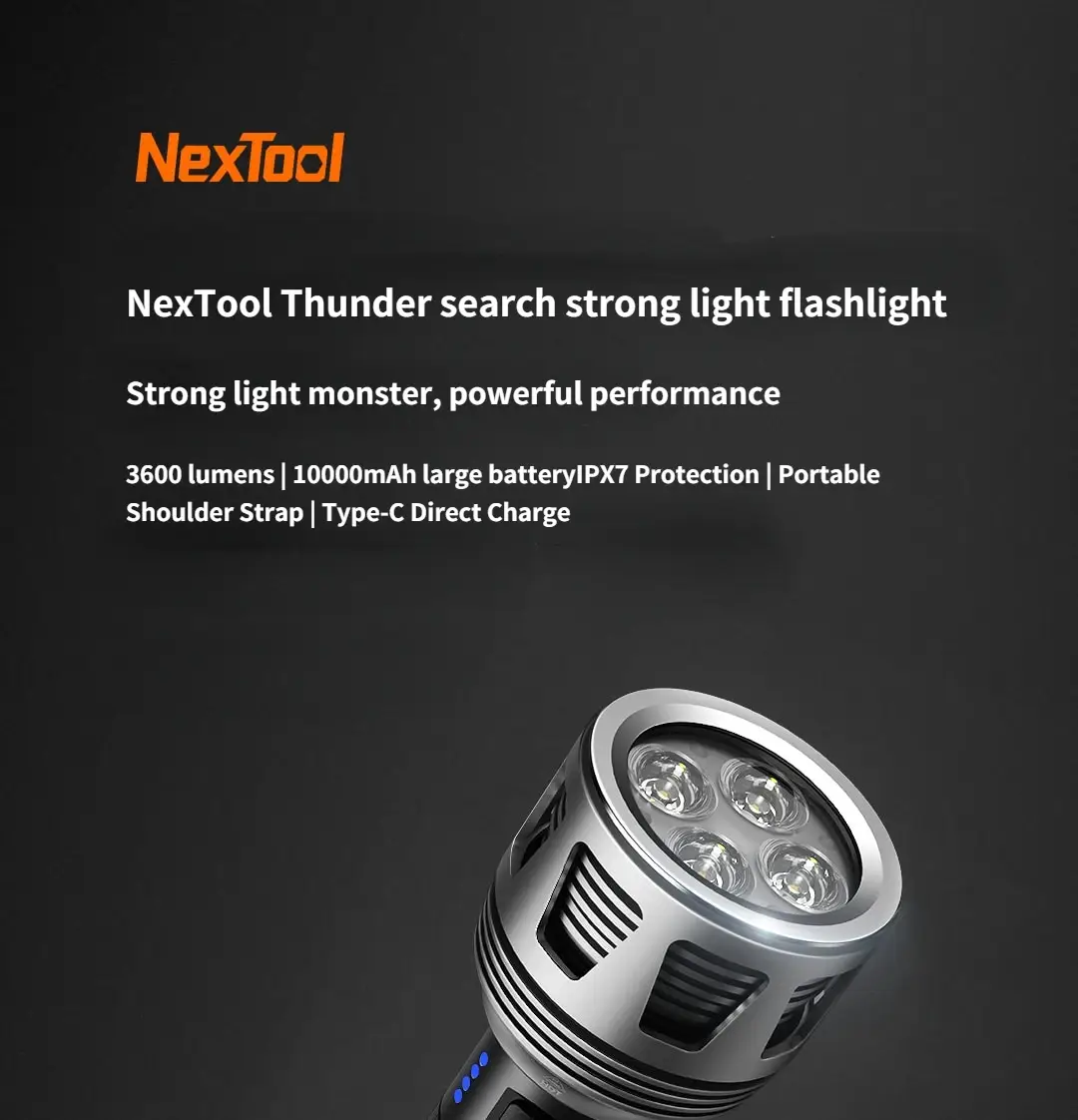 NexTool Thunder NE20168 Unleash 3600 Lumens of Adventure Searchlight Power in Your Pocket