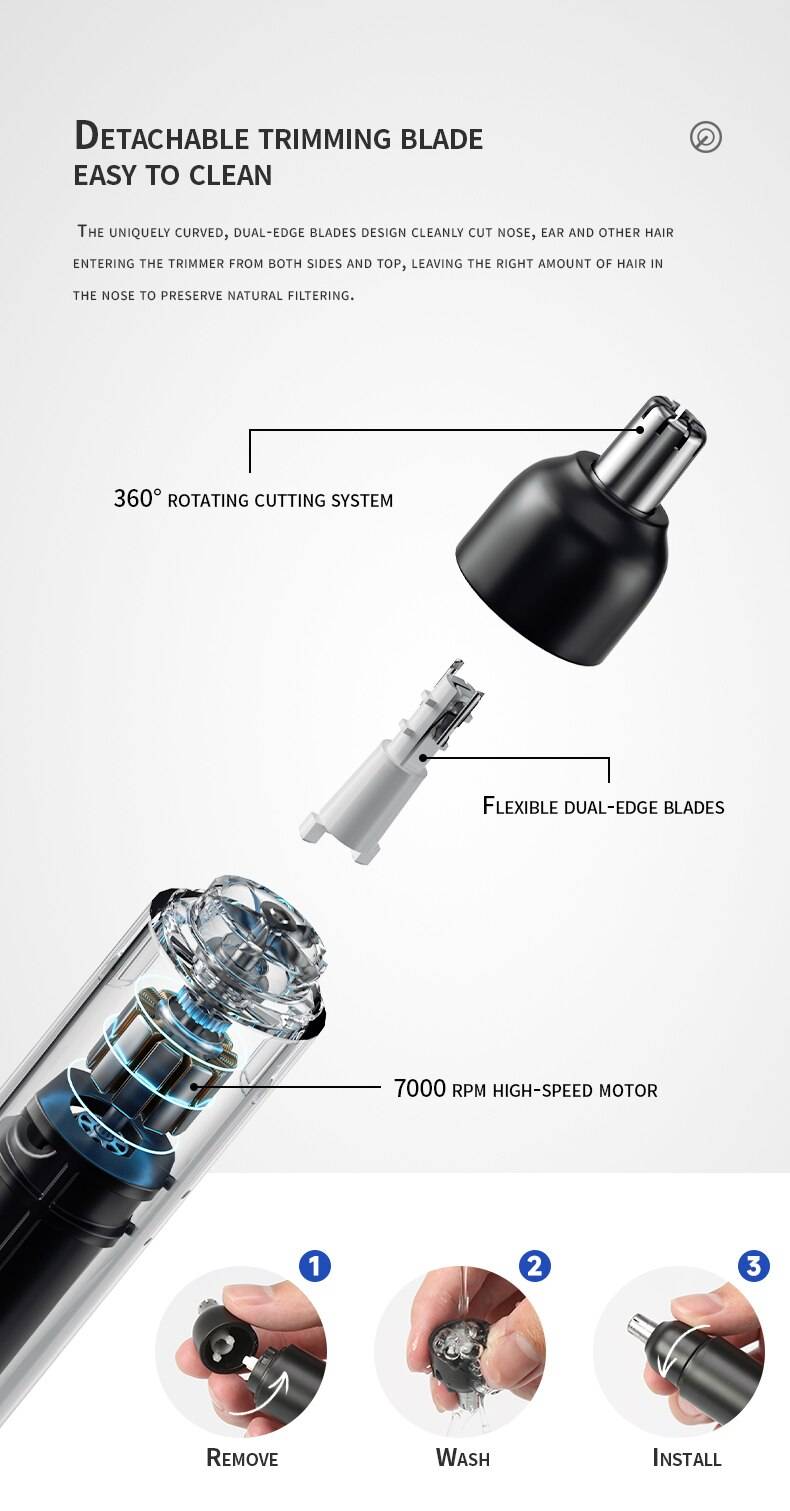 ENCHEN EN005 N3 Portable Nose and Ear Hair Trimmer, Pain-Free, Suitable for Both Men and Women, Powered by AAA Battery