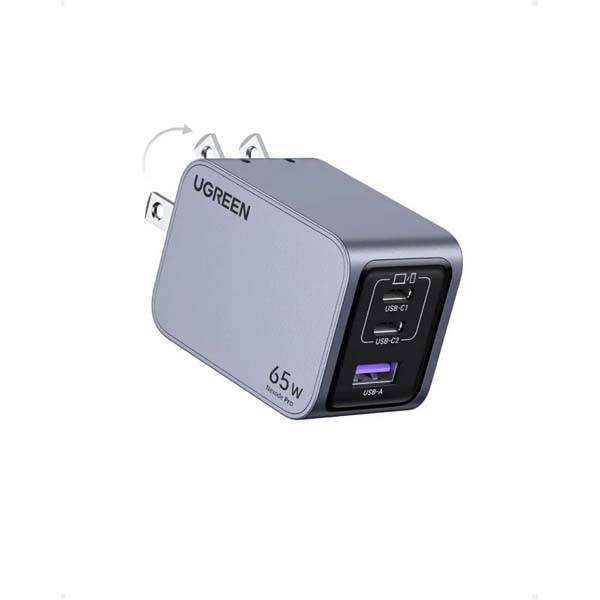 UGREEN Nexode Pro X755 65W 3-Port GaN Fast Wall Charger with Foldable Plug USB-C & USB-A Charger