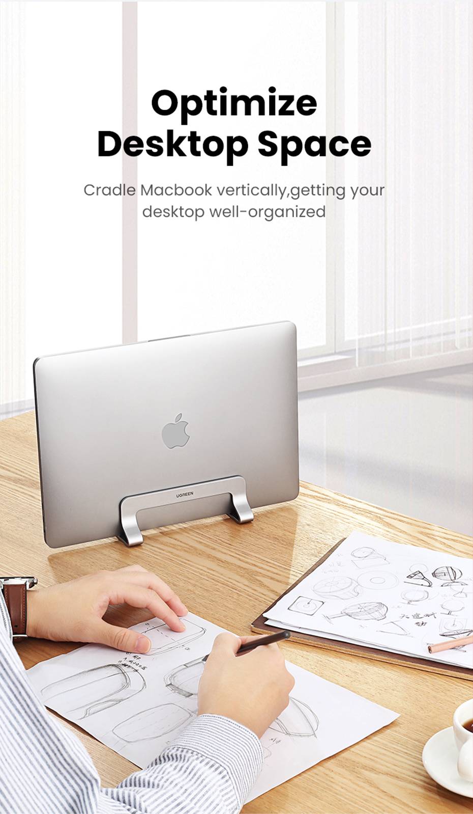 UGREEN Vertical Aluminum Foldable Laptop Stand Holder