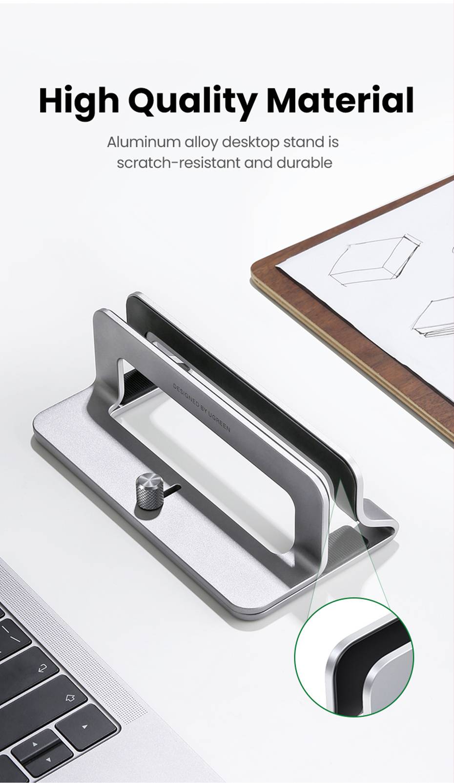 UGREEN Vertical Aluminum Foldable Laptop Stand Holder