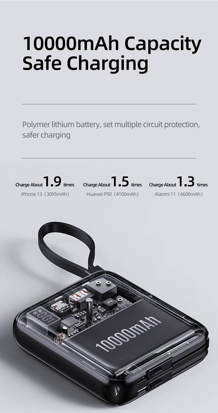 USAMS US-CD186 PD 20W Digital Display 10000mAh Mini Power Bank With Lanyard