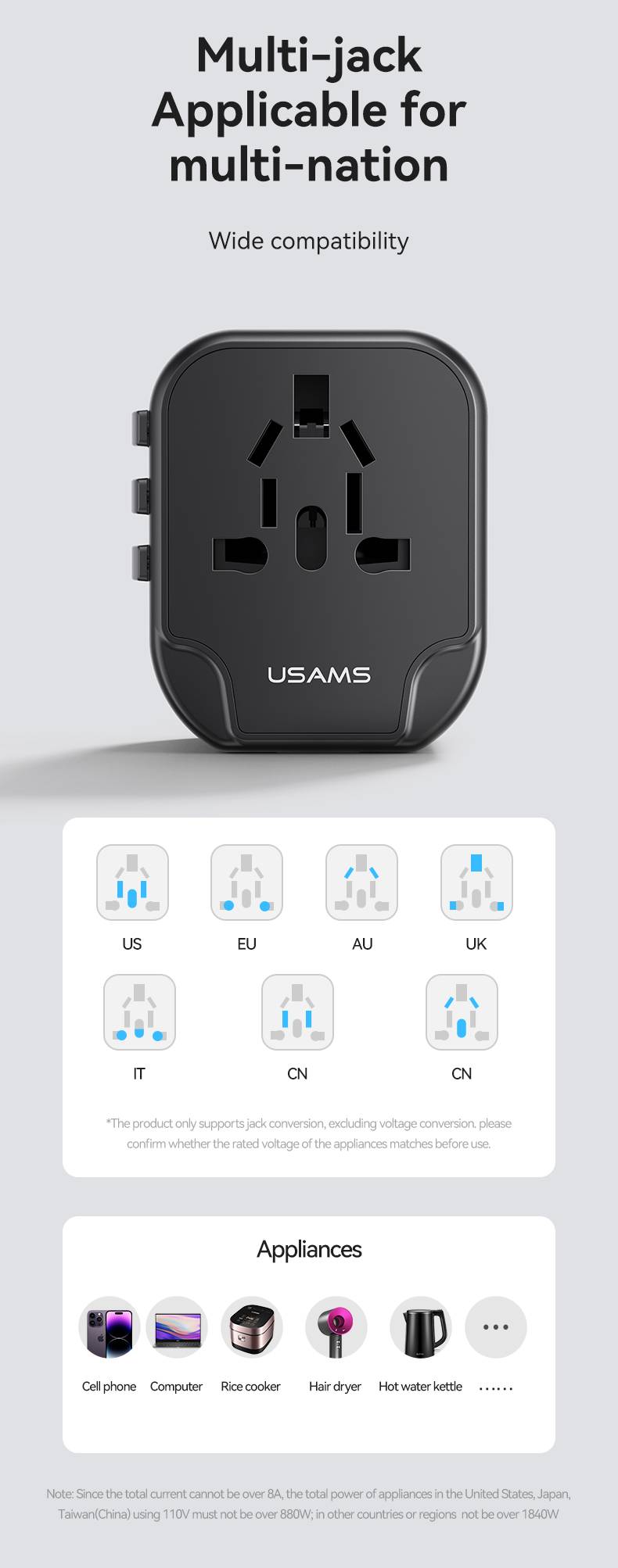 Usams US-CC173 T55 12W Dual USB Universal Travel Charger