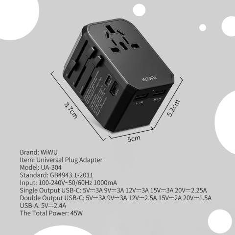 WIWU 4 in 1 Universal PD45 W Plug Adapter