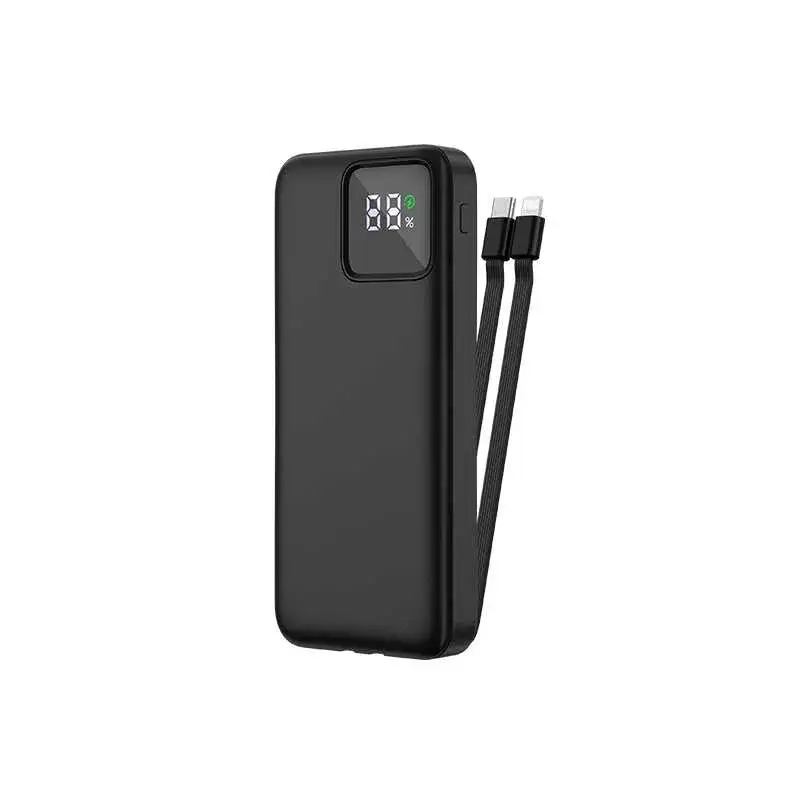 WiWU JC-18 10000mAh 22.5W LED Digital Display Power Bank with Built-in Lightning and Type-C Cable