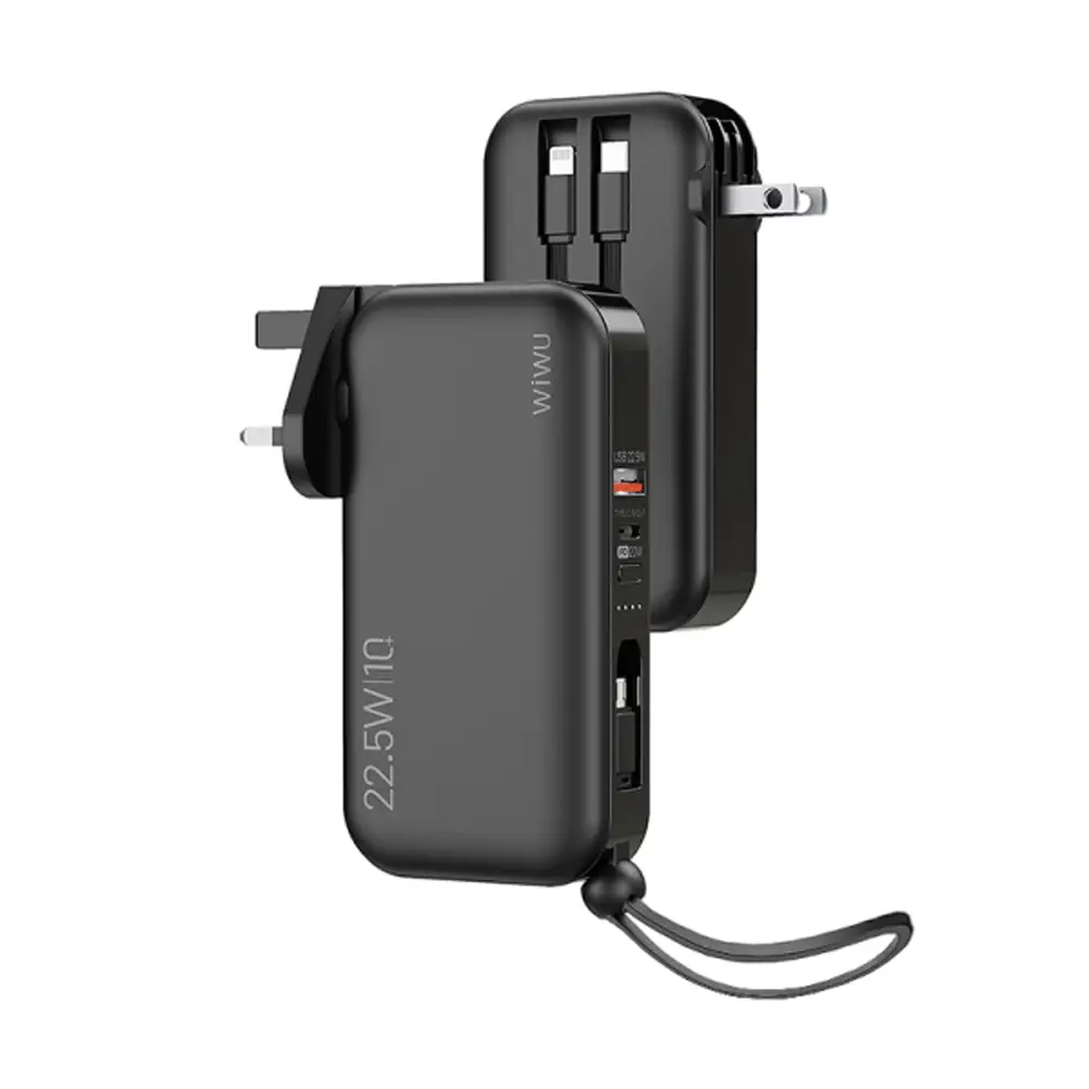 WiWU JC-23 3 in 1 22.5W 10000mAh Quick Charger Power Bank With Built In Cable