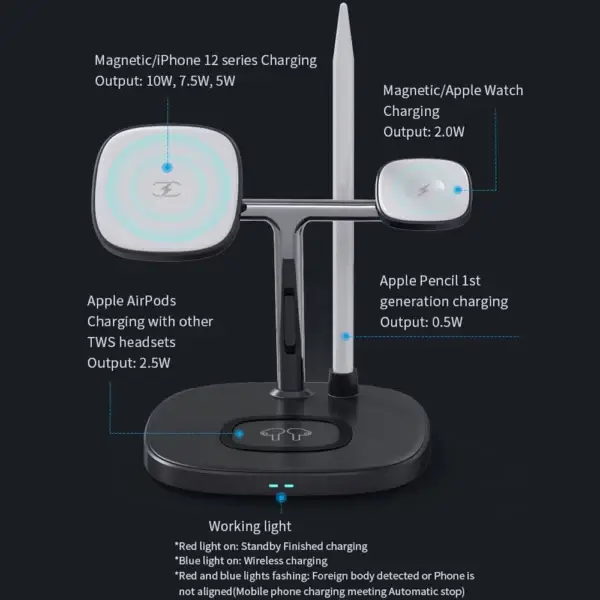 WiWU Power Air 4 in 1 Qi Magnetic 15W Wireless Charger