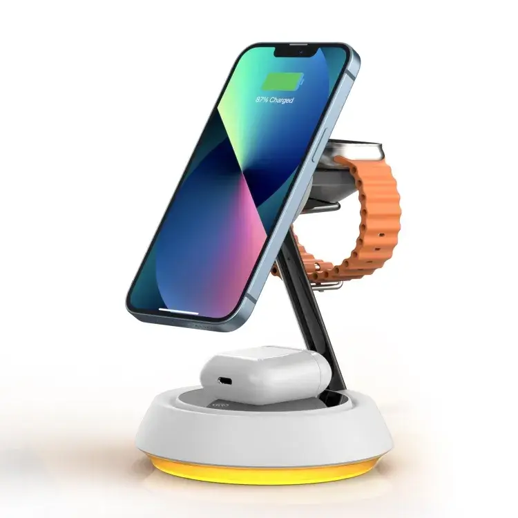 WiWU Wi-W002 15W 3 in 1 Magnetic Desktop Wireless Charger