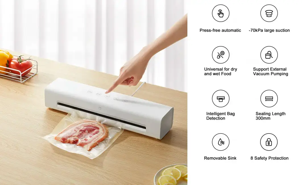 Xiaomi MIJIA 220V Vacuum Sealer Machine with 10 Free Vacuum Bags