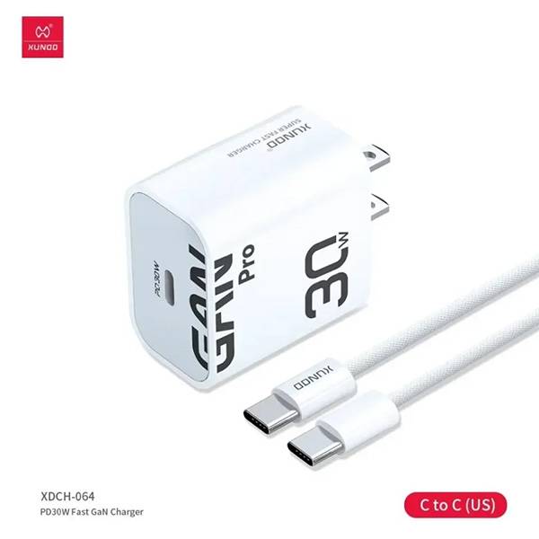 XUNDD 30W GaN Pro Fast Charger with USB-C to USB-C Cable