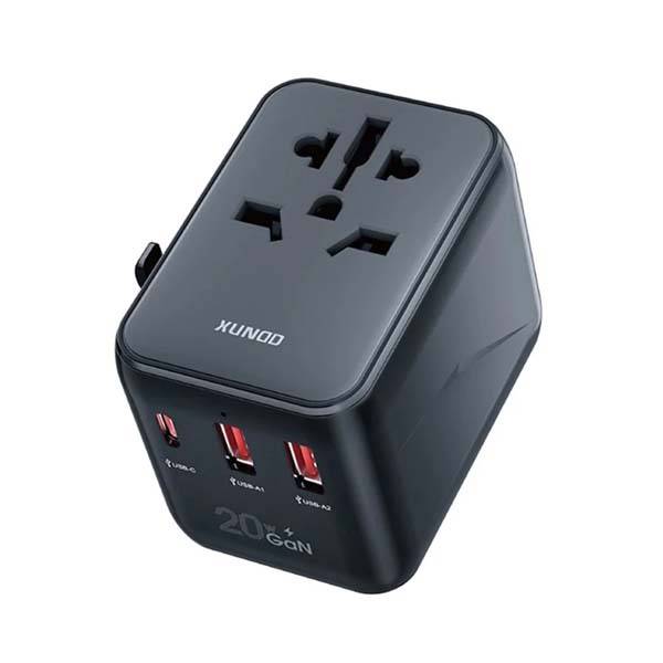 XUNDD XDCH-069 20W 3-Port USB Universal Travel Adapter - Black