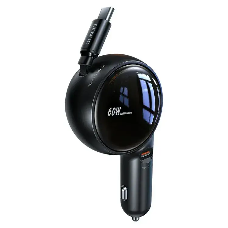 XUNDD XDCH-094 PD 30W Fast Car Charger with Retractable Cable and USB-C Output