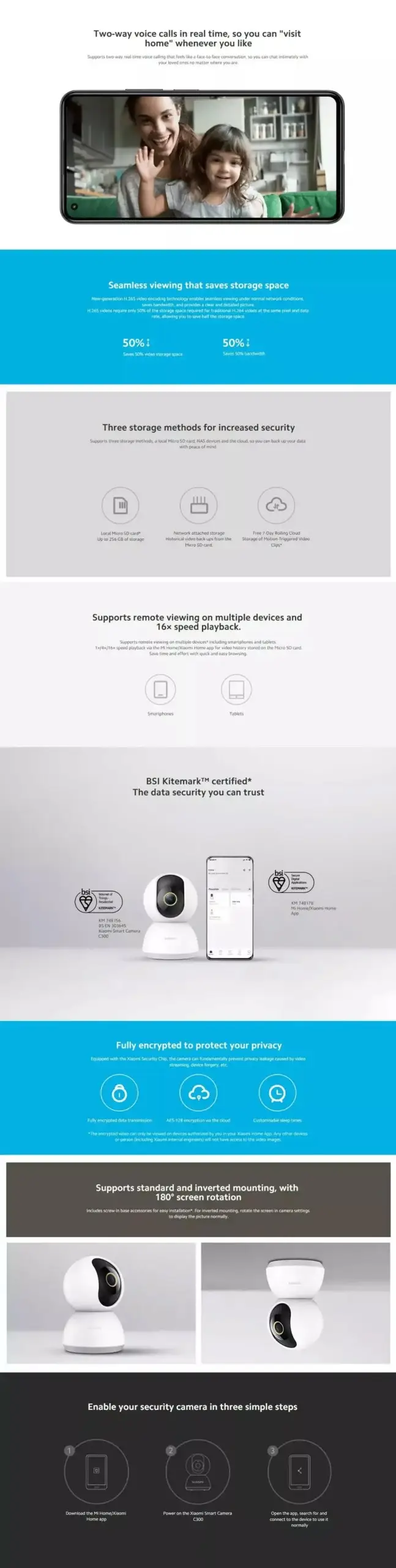 Xiaomi C300 2K 360° Smart Home Security WiFi Camera