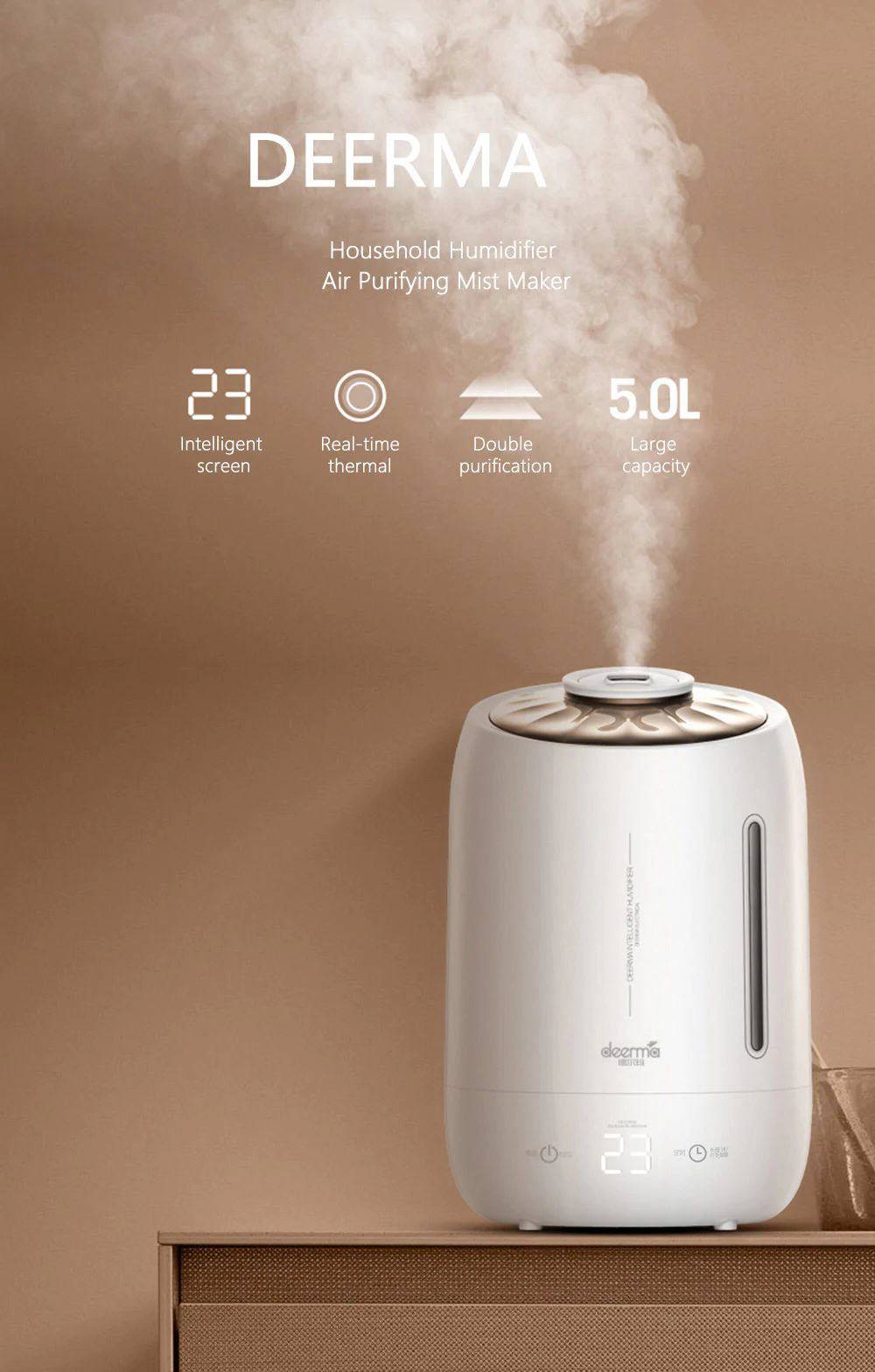 Xiaomi DEERMA 5L DEM F600 Ultrasonic Purifying Mist Maker Humidifier