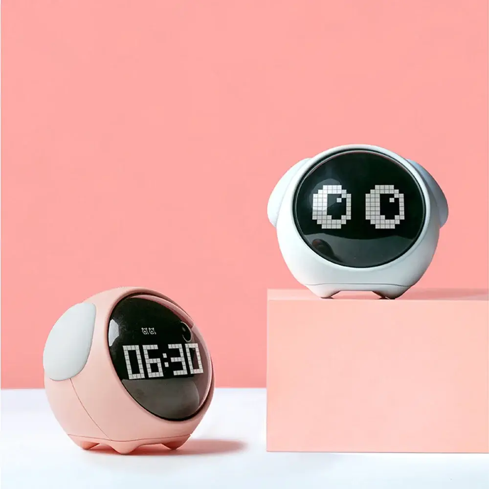 Emoji Pixel Alarm Clock Voice Control Led Light Multifunction Digital Clock