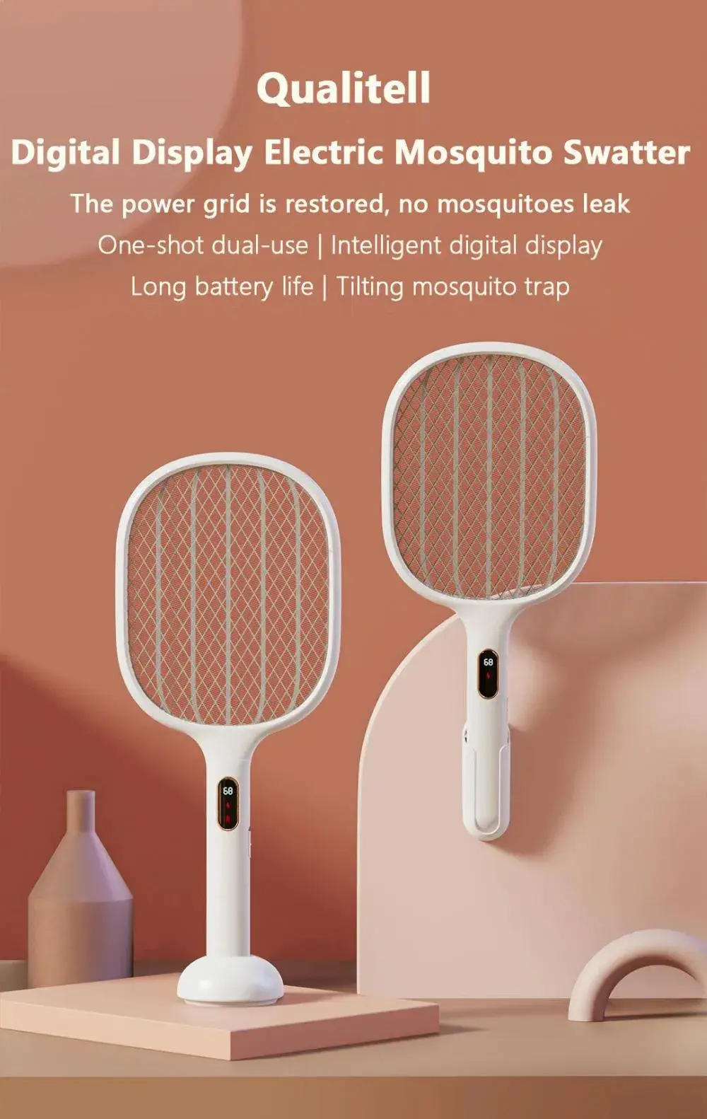 Xiaomi Qualitell S1 Smart Digital Display Electric Mosquito Swatter Racket