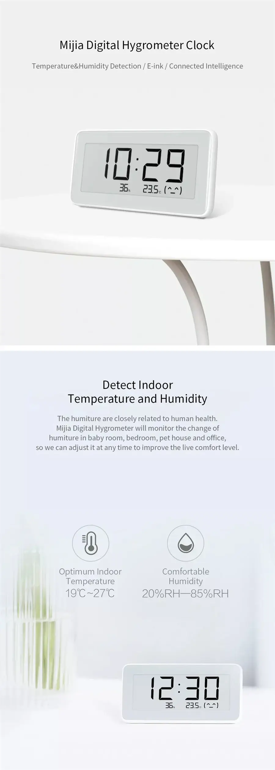 Xiaomi Mi Smart Digital Temperature & Humidity Monitor Clock