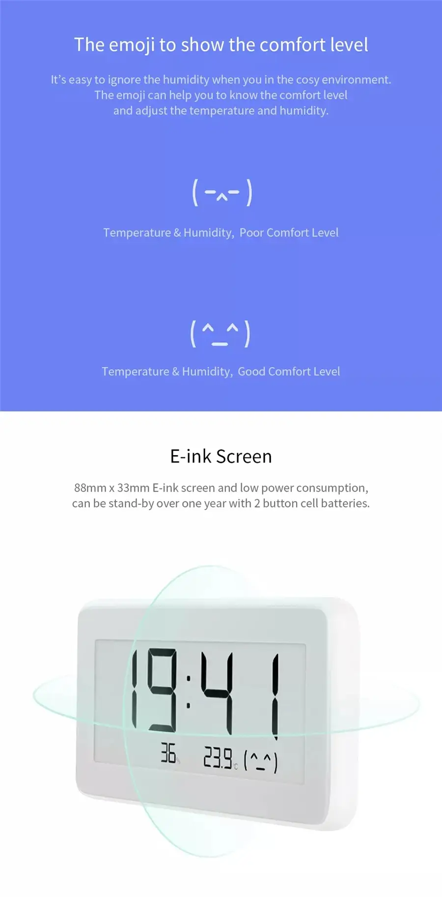 Xiaomi Mi Smart Digital Temperature & Humidity Monitor Clock