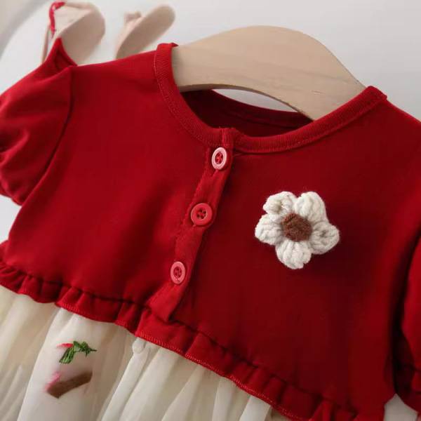 Strawberry Design Baby Girl Layered Party Frock 2