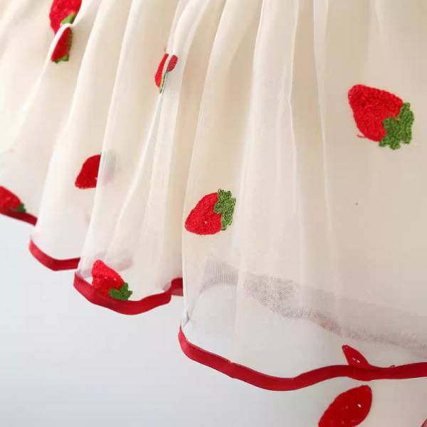Strawberry Design Baby Girl Layered Party Frock 3