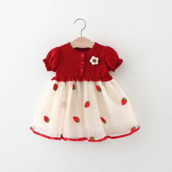 Strawberry Design Baby Girl Layered Party Frock 4