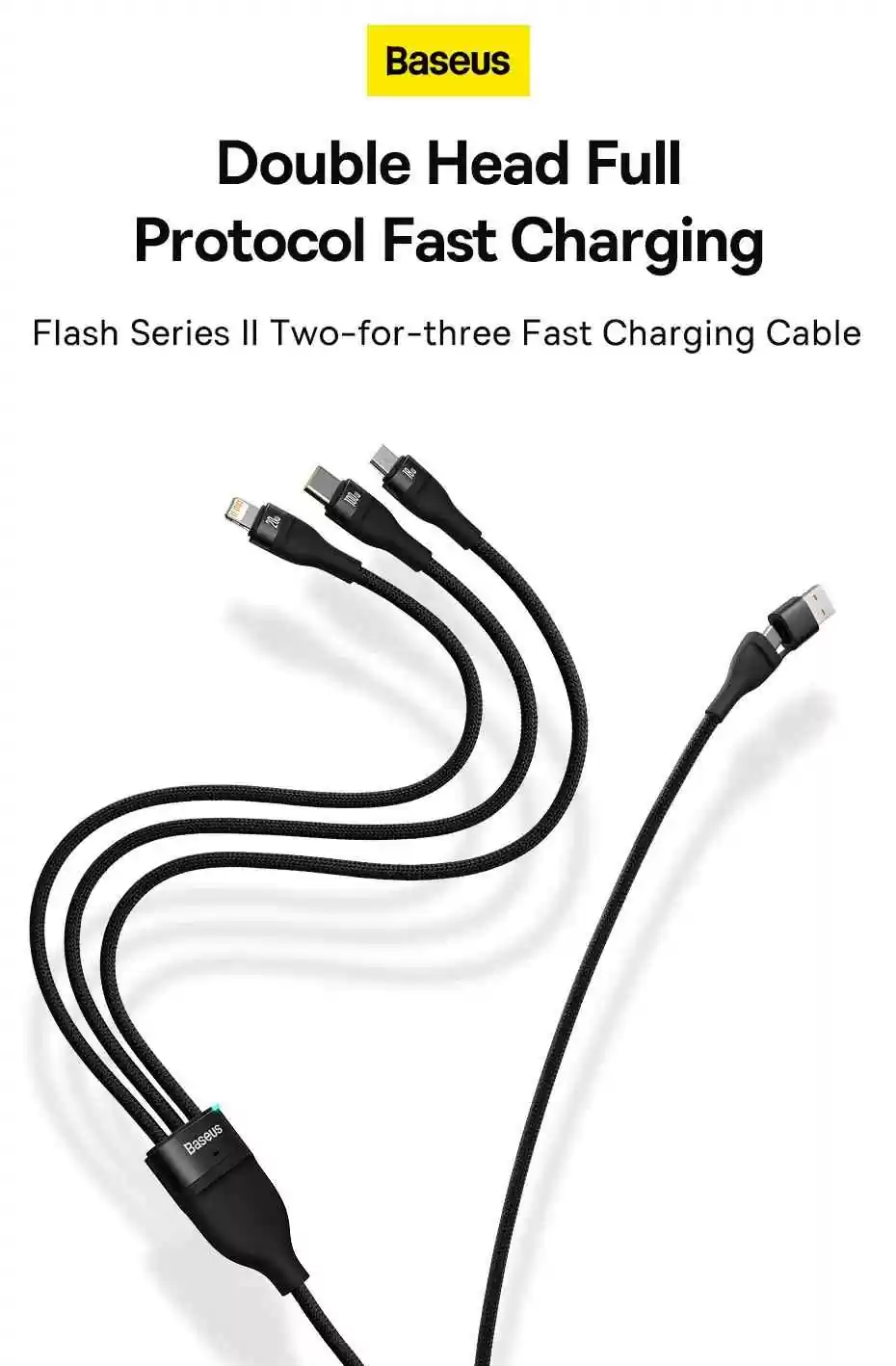 Baseus 100W Flash Series II Two-for-Three Fast Charging Data Cable