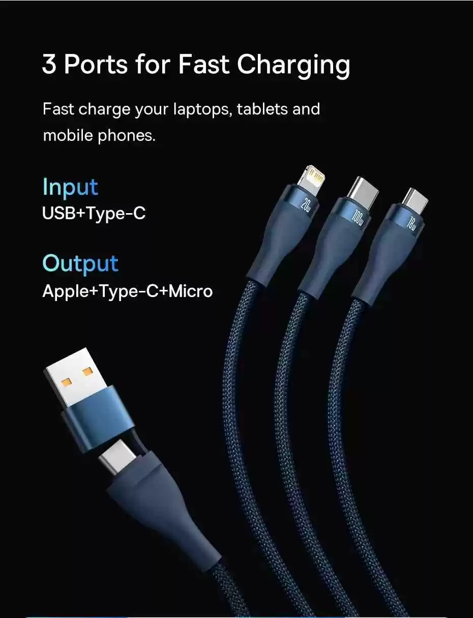 Baseus 100W Flash Series II Two-for-Three Fast Charging Data Cable