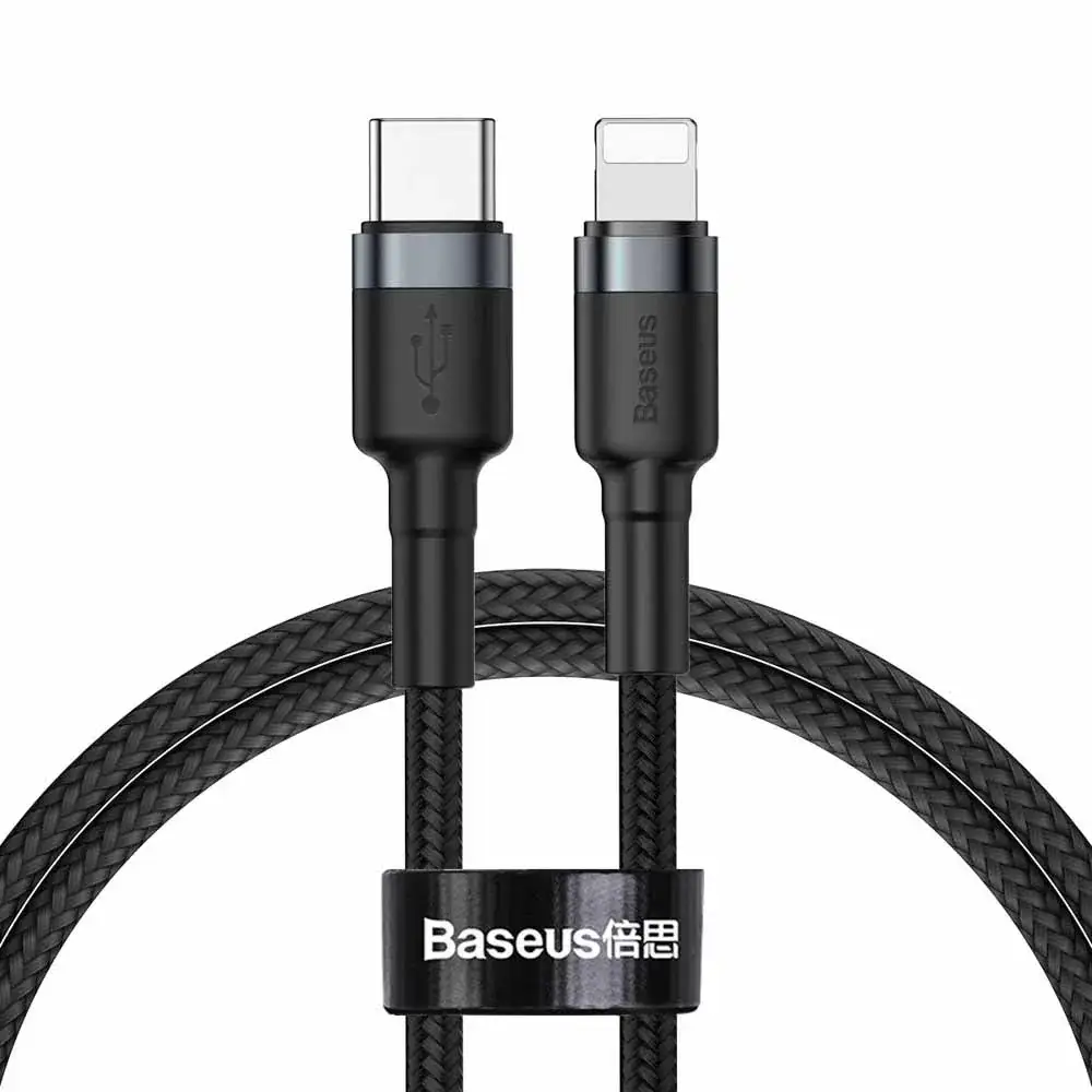 Baseus Cafule Durable Nylon Braided USB Type C To PD/Lightning 18W QC3.0 1m Cable