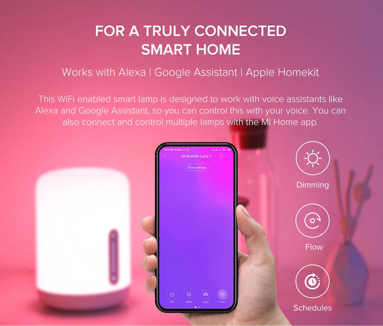 Mi Smart Bedside Lamp 2 Work with Apple Homekit, Siri, APP Remote Control