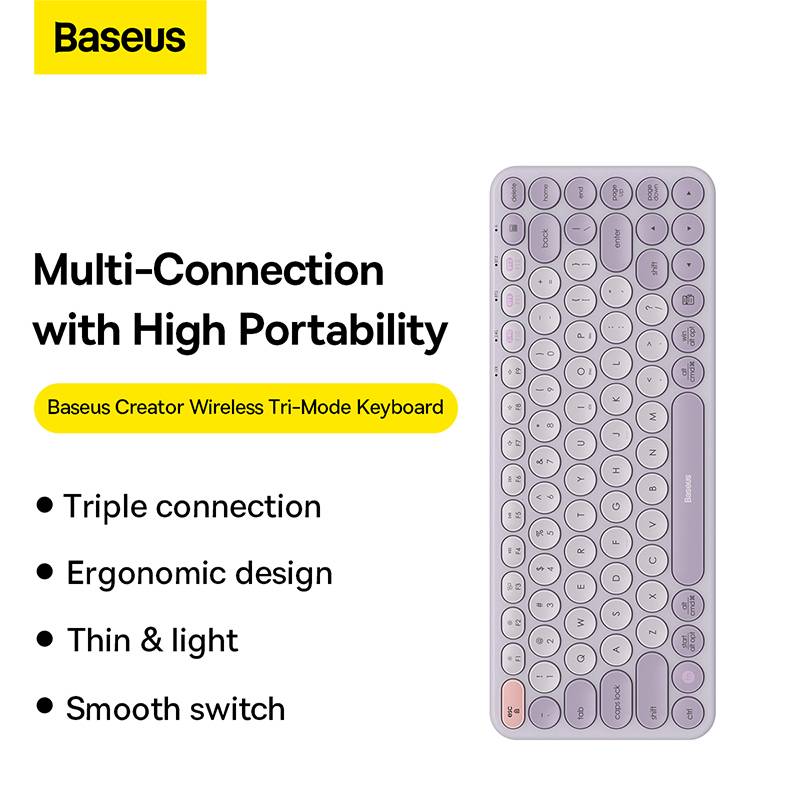 Baseus K01A Wireless Tri-Mode Keyboard Ergonomic Design Multi-Connection with High Portability - Black