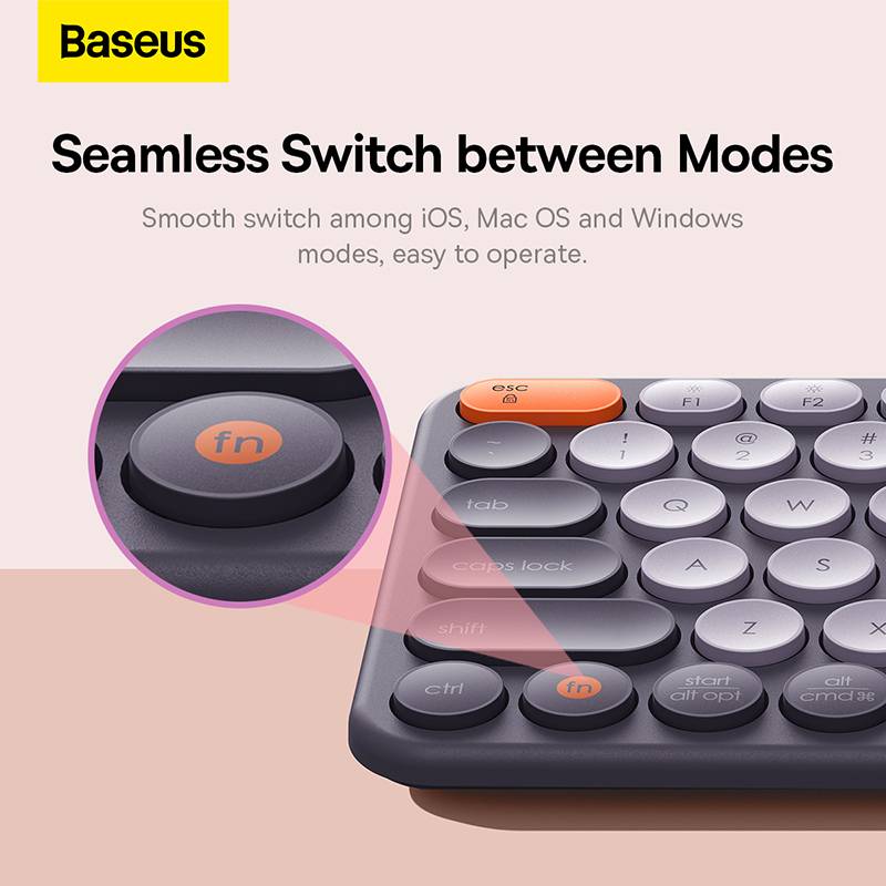 Baseus K01A Wireless Tri-Mode Keyboard Ergonomic Design Multi-Connection with High Portability - Black