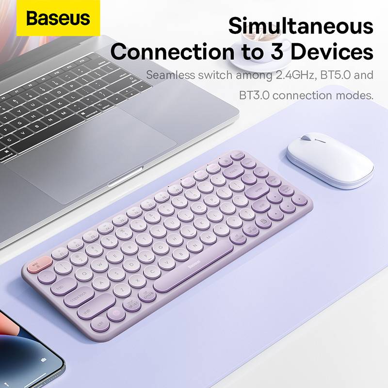 Baseus K01A Wireless Tri-Mode Keyboard Ergonomic Design Multi-Connection with High Portability - Black