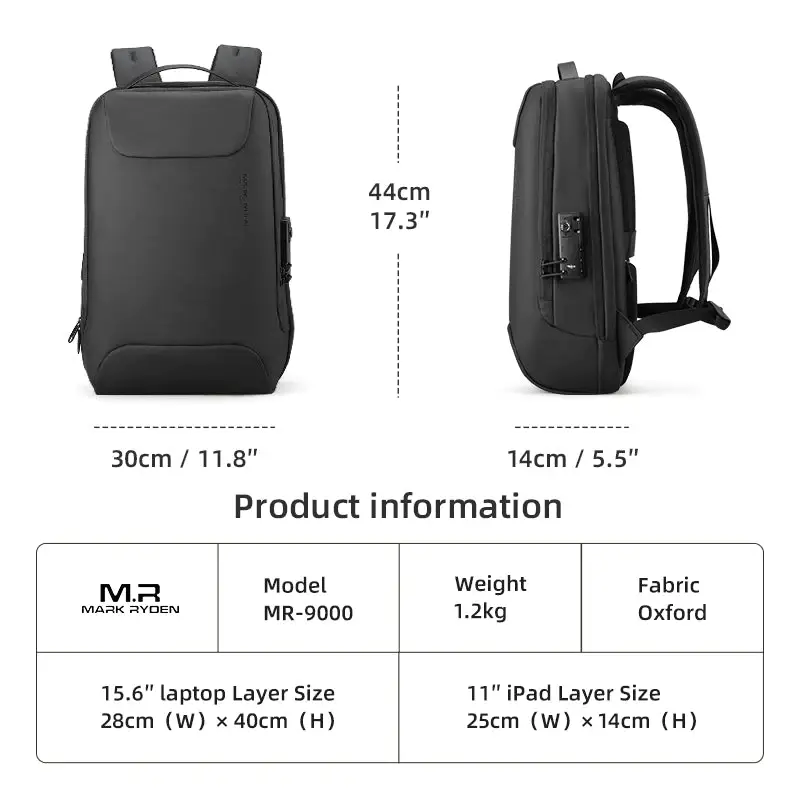  Mark Ryden 9000 Secure & Sophisticated  Anti Theft Laptop Backpack for Business (15.6")