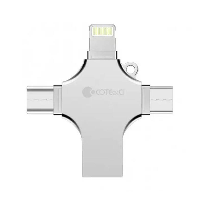 Coteetci 4-in-1 Zinc Alloy iUSB USB Flash Drive – 128 GB