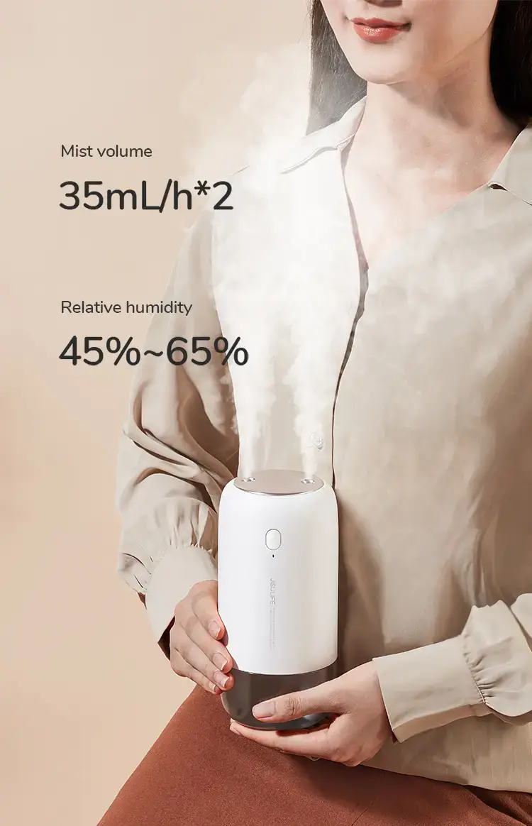 JISULIFE JB08 Dual Nozzle Dual Spray USB Humidifier Portable 500ml with 3600mAh Rechargeable Battery