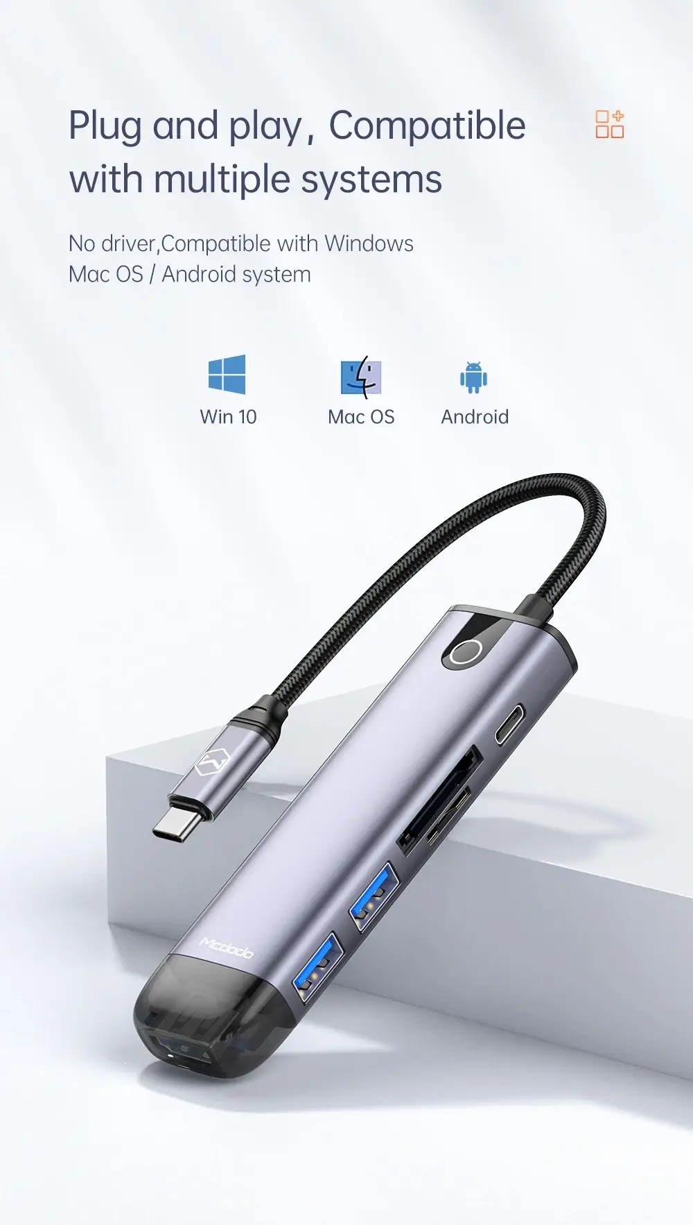 Mcdodo 6 in 1 Multifunctional USB-C Hub Docking Station Adapter