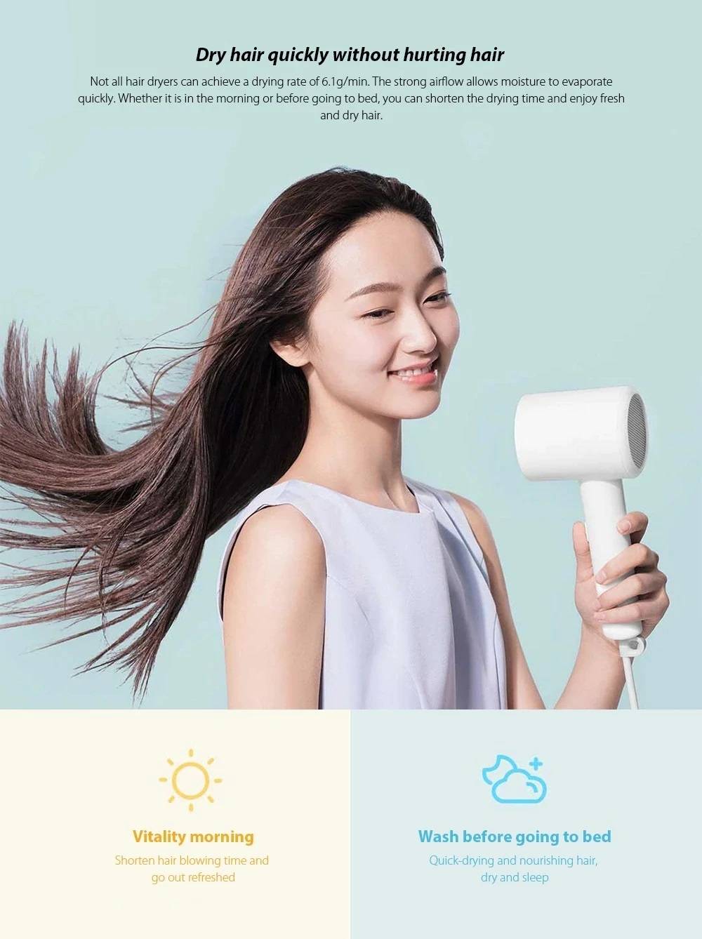 Mi Mijia H300 Negative Ion Quick-Drying Hair Dryer