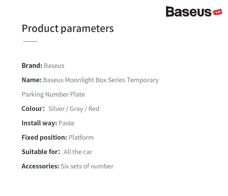 Baseus Moonlight Box Series Temporary Parking Number Plate